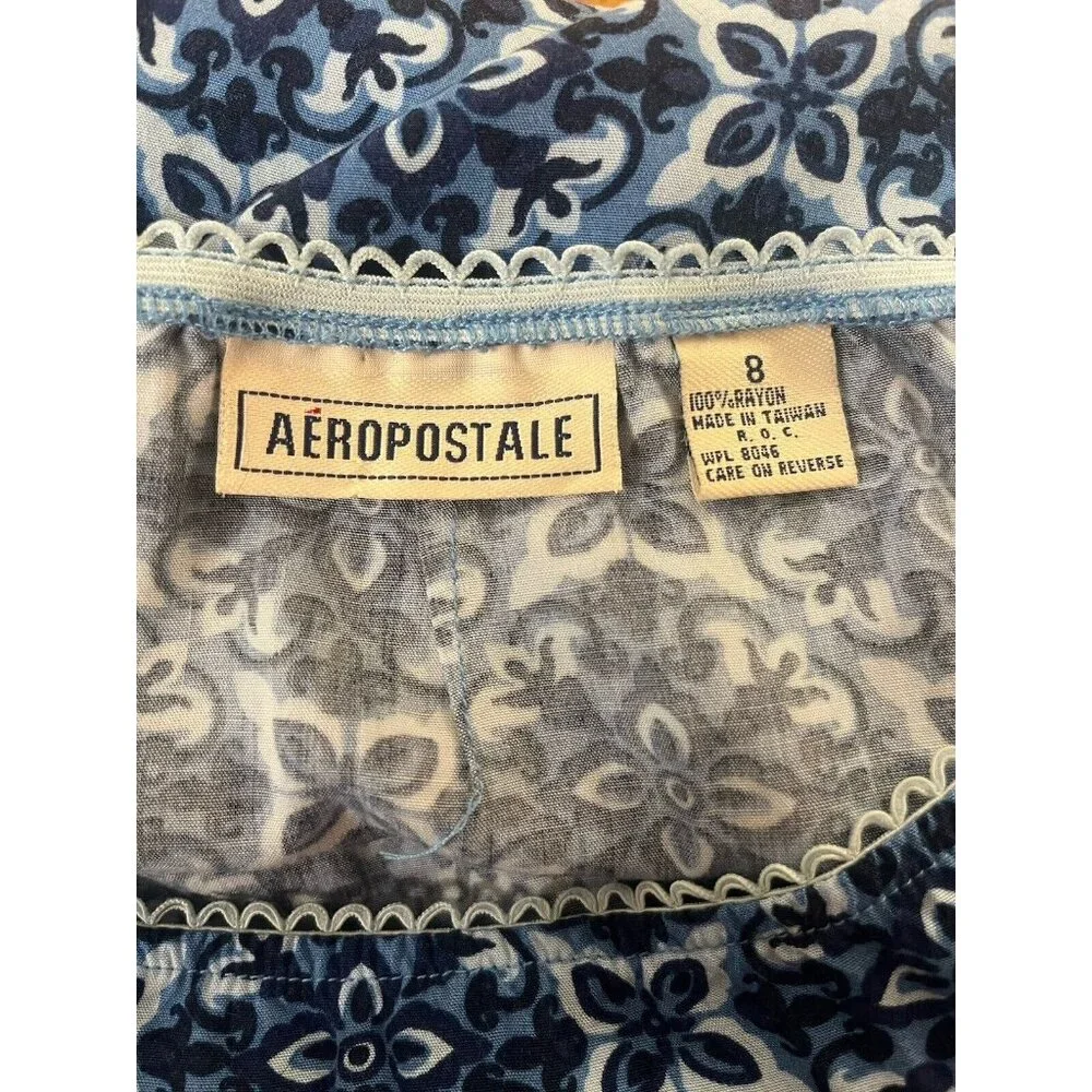 Vintage 90s Y2K Aeropostale Women's‎ knee length Size 8 printed blue Skirt